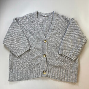 Cable Knit Cardigan Women’s XL Grey Oversized Soft Girl Cozy Cottagecore